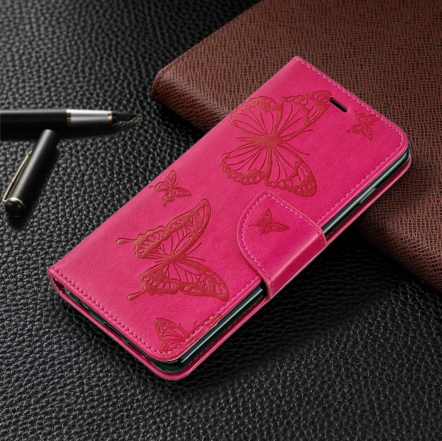 Imprint Butterfly Leather Wallet Phone Case for Samsung Galaxy S10