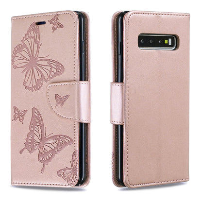 Imprint Butterfly Leather Wallet Phone Case for Samsung Galaxy S10