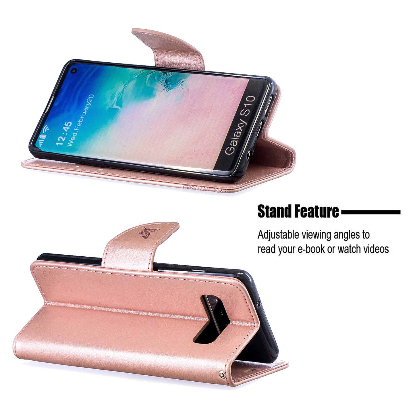 Imprint Butterfly Leather Wallet Phone Case for Samsung Galaxy S10