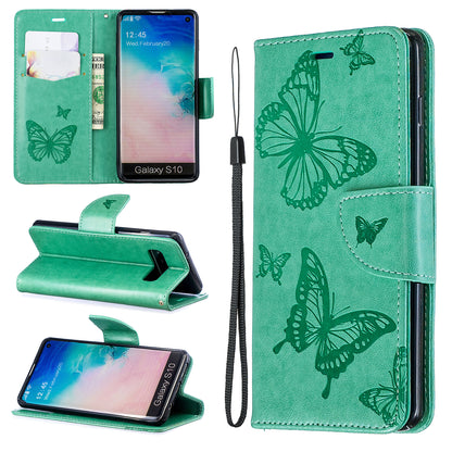 Imprint Butterfly Leather Wallet Phone Case for Samsung Galaxy S10