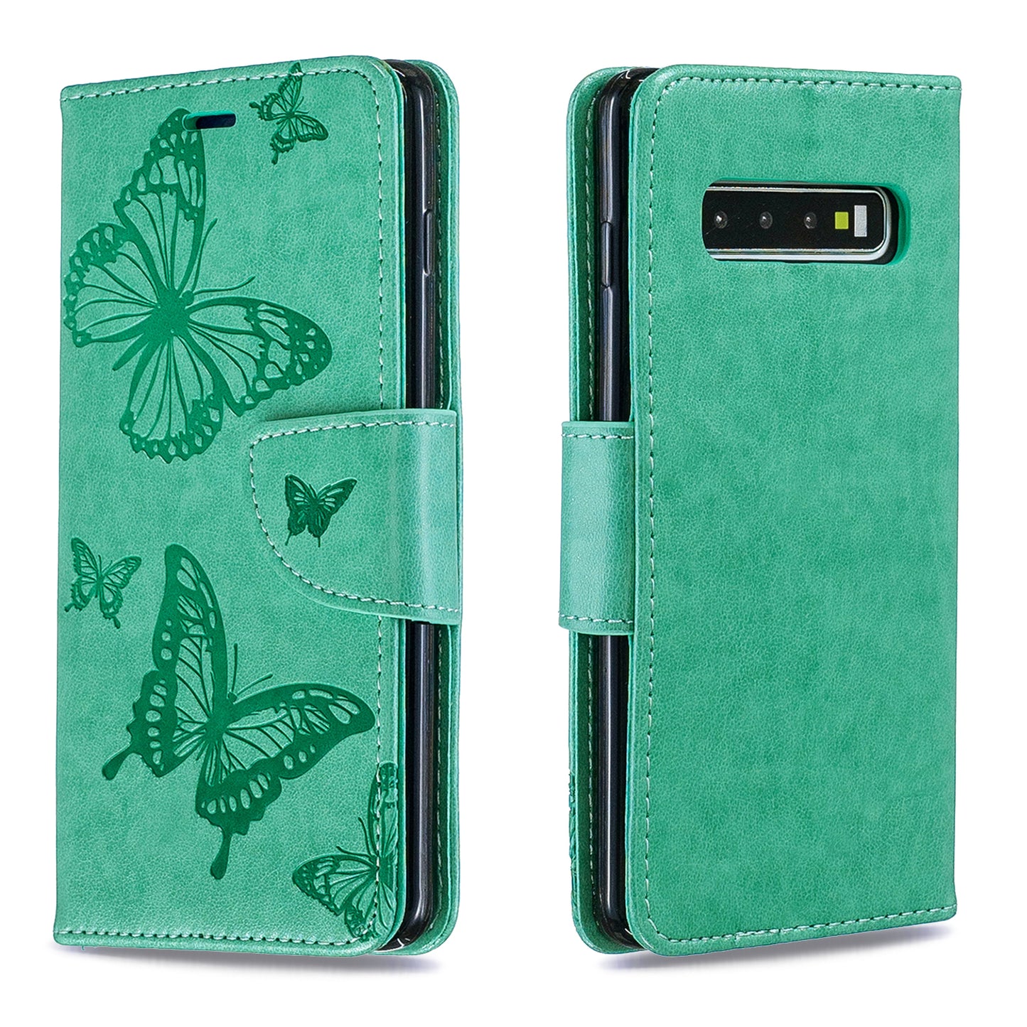 Imprint Butterfly Leather Wallet Phone Case for Samsung Galaxy S10