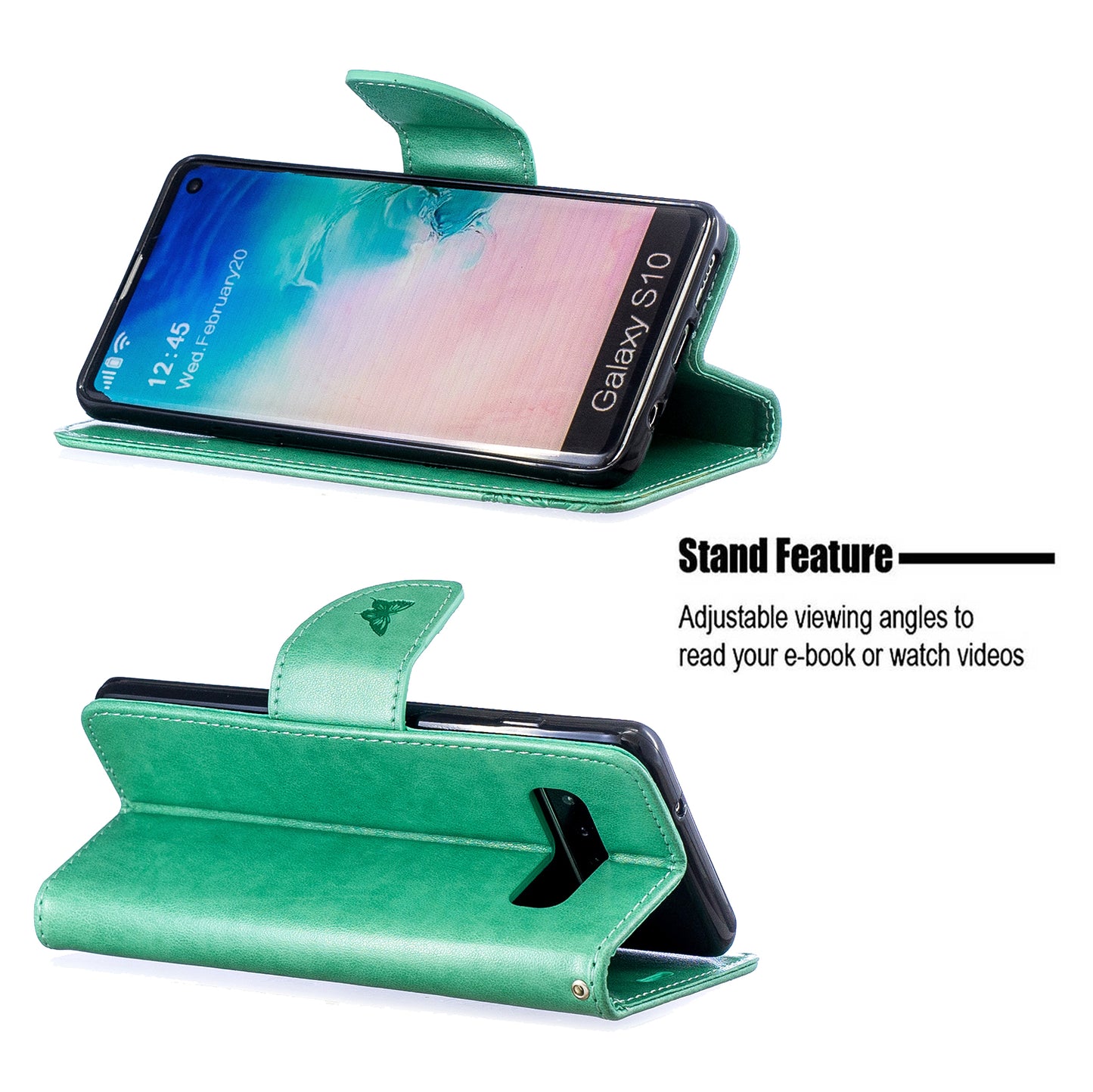 Imprint Butterfly Leather Wallet Phone Case for Samsung Galaxy S10
