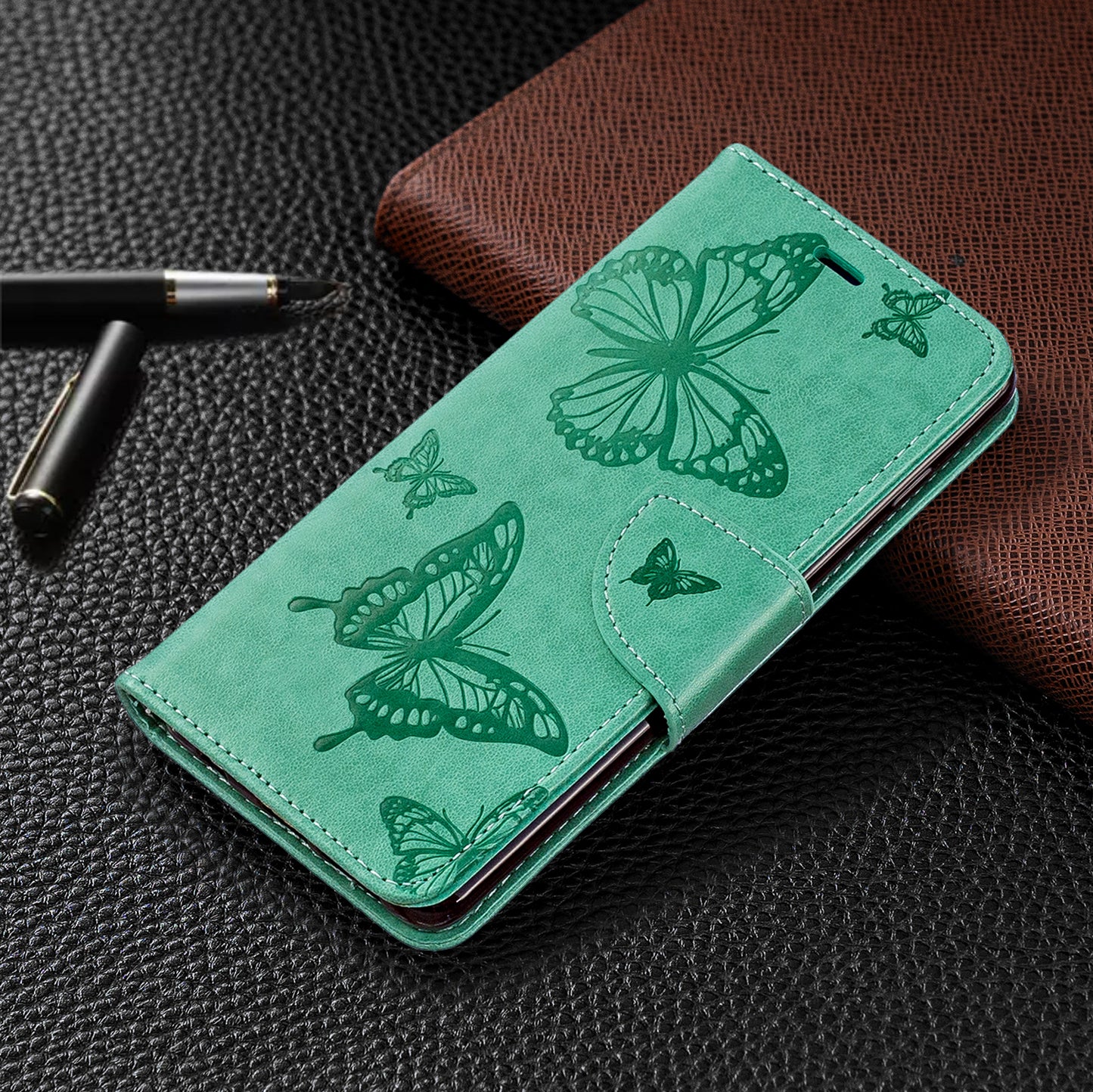 Imprint Butterfly Leather Wallet Phone Case for Samsung Galaxy S10