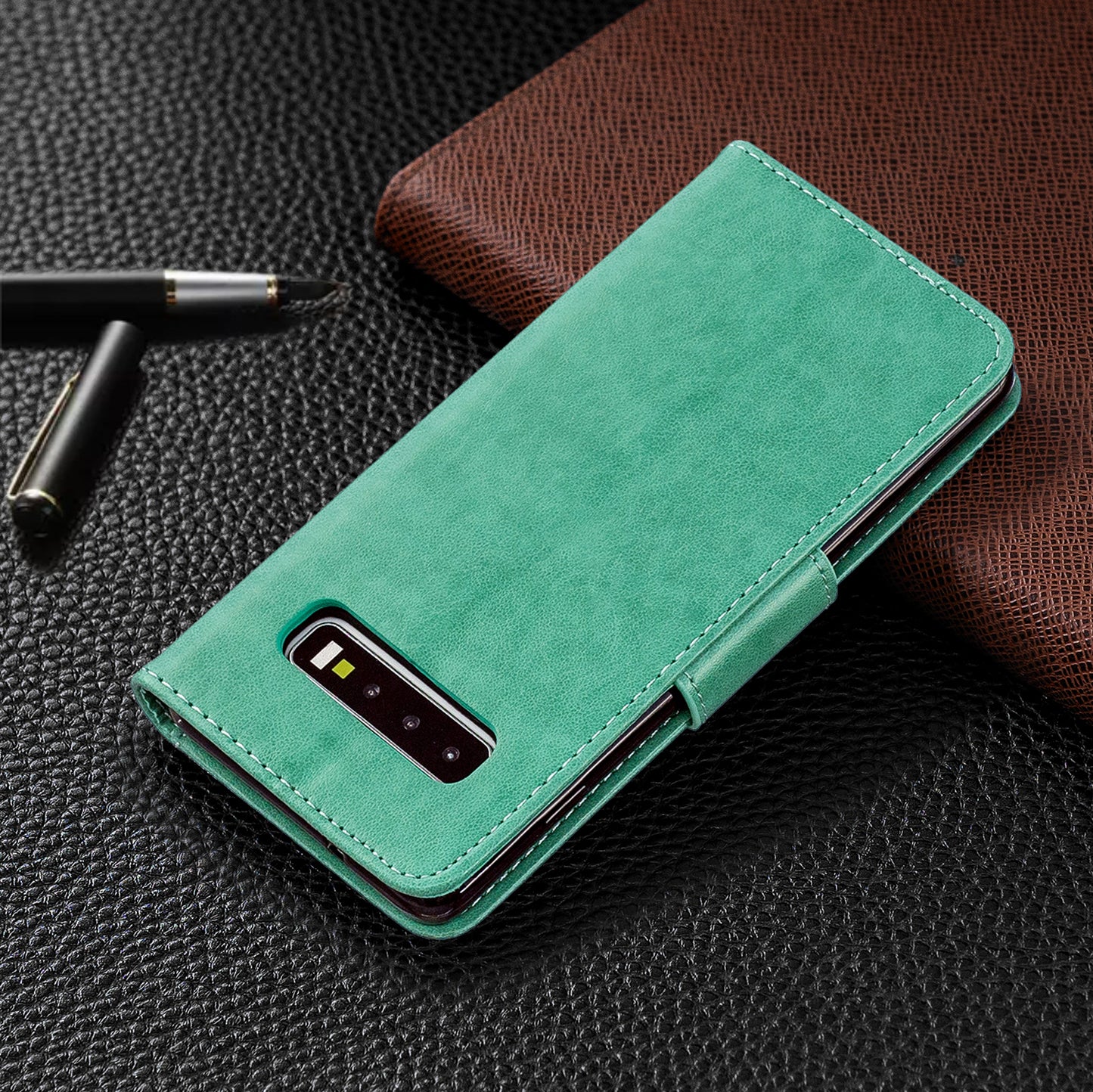 Imprint Butterfly Leather Wallet Phone Case for Samsung Galaxy S10
