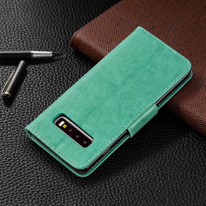Imprint Butterfly Leather Wallet Phone Case for Samsung Galaxy S10
