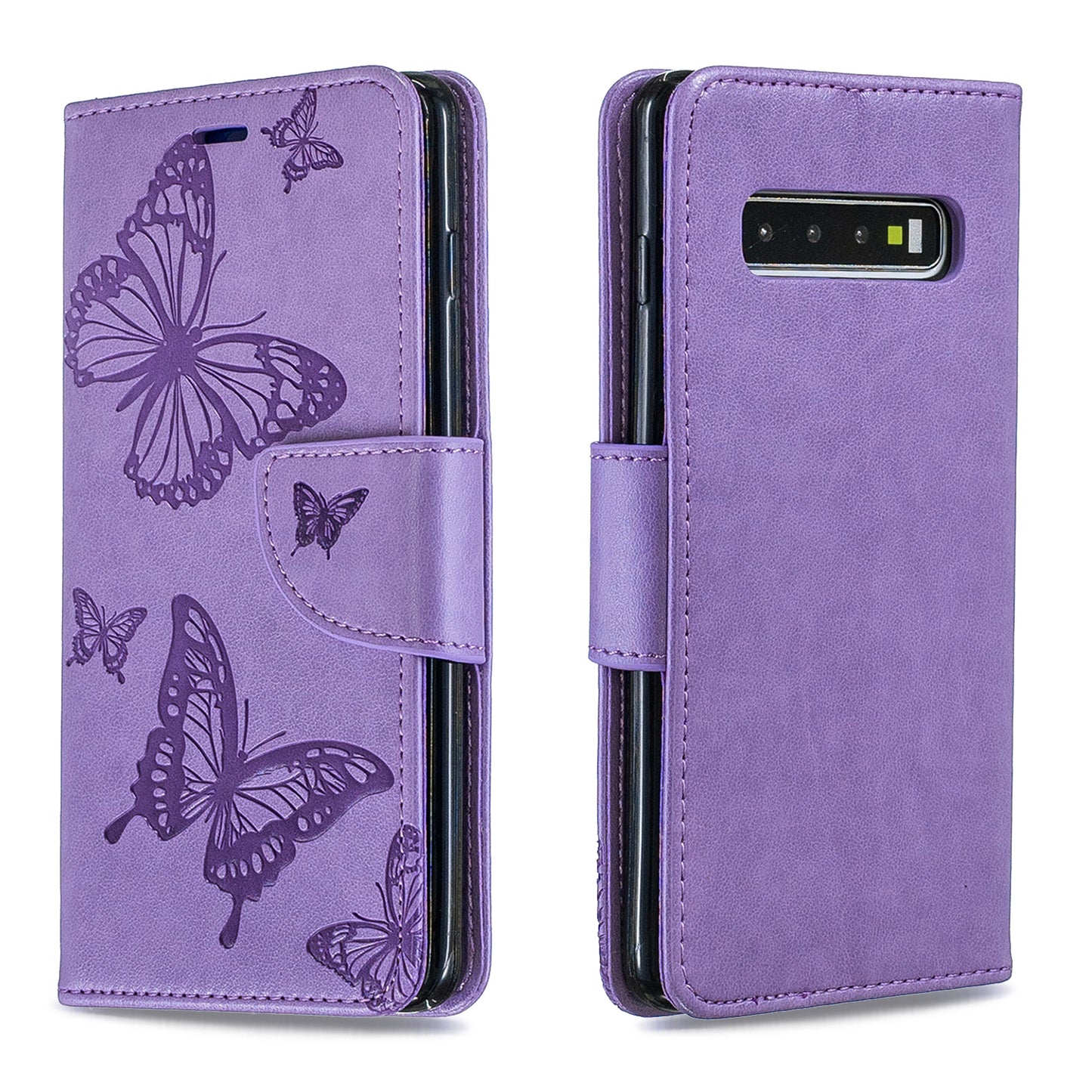 Imprint Butterfly Leather Wallet Phone Case for Samsung Galaxy S10