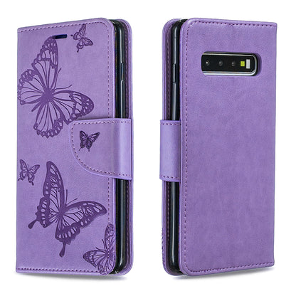Imprint Butterfly Leather Wallet Phone Case for Samsung Galaxy S10