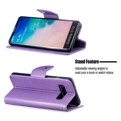 Imprint Butterfly Leather Wallet Phone Case for Samsung Galaxy S10