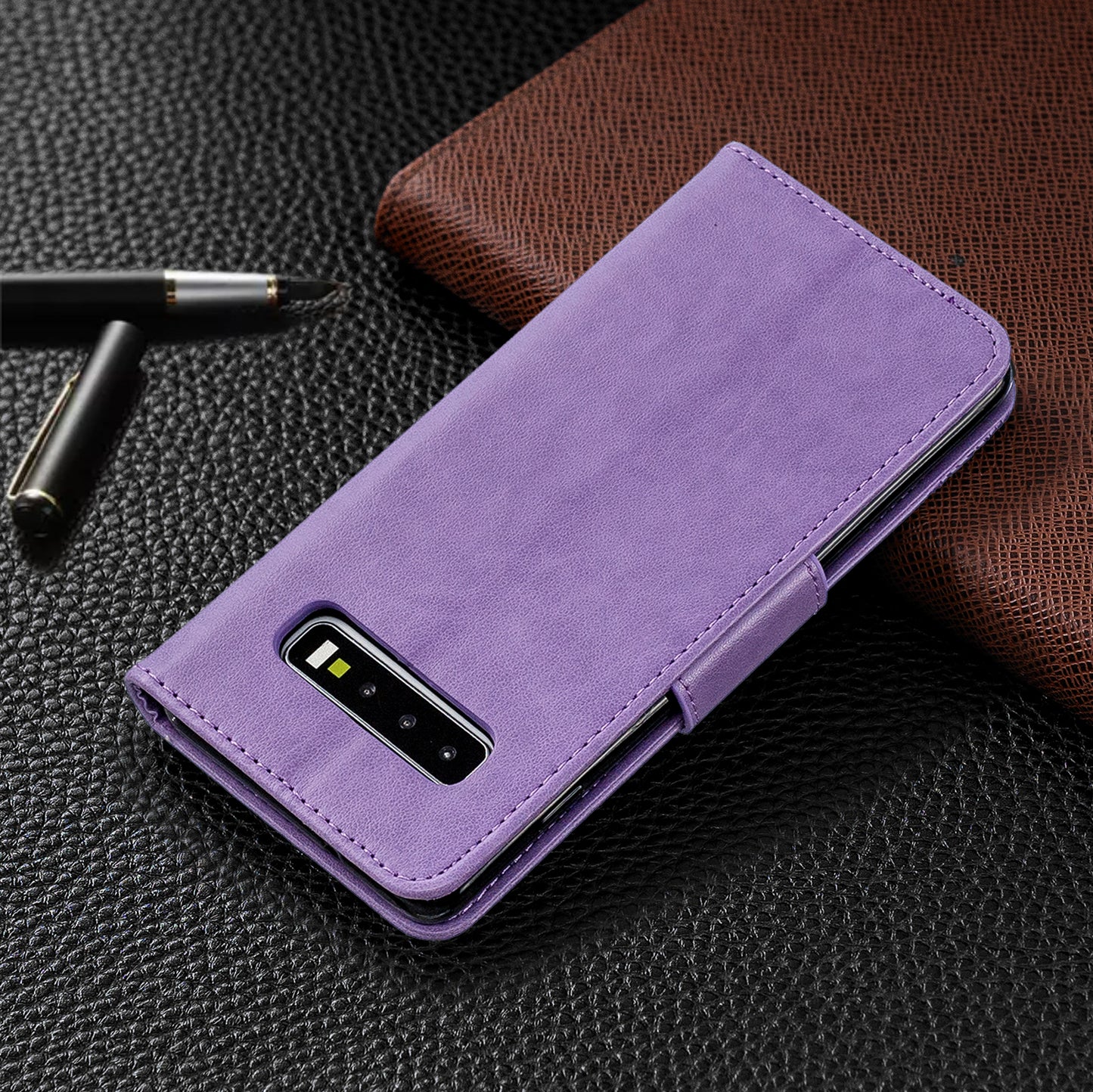 Imprint Butterfly Leather Wallet Phone Case for Samsung Galaxy S10