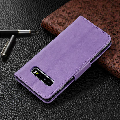 Imprint Butterfly Leather Wallet Phone Case for Samsung Galaxy S10