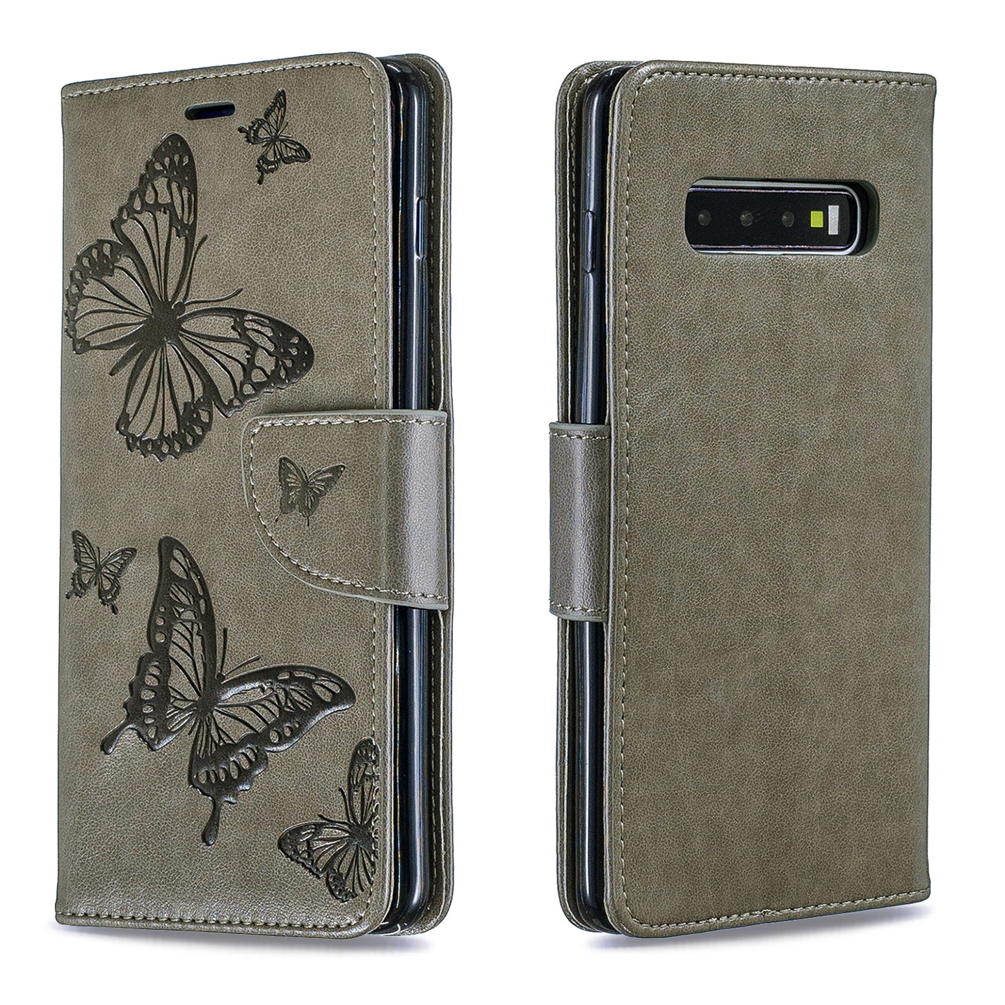 Imprint Butterfly Leather Cover Wallet Phone Case for Samsung Galaxy S10 Plus