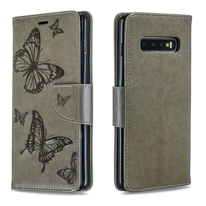 Imprint Butterfly Leather Cover Wallet Phone Case for Samsung Galaxy S10 Plus