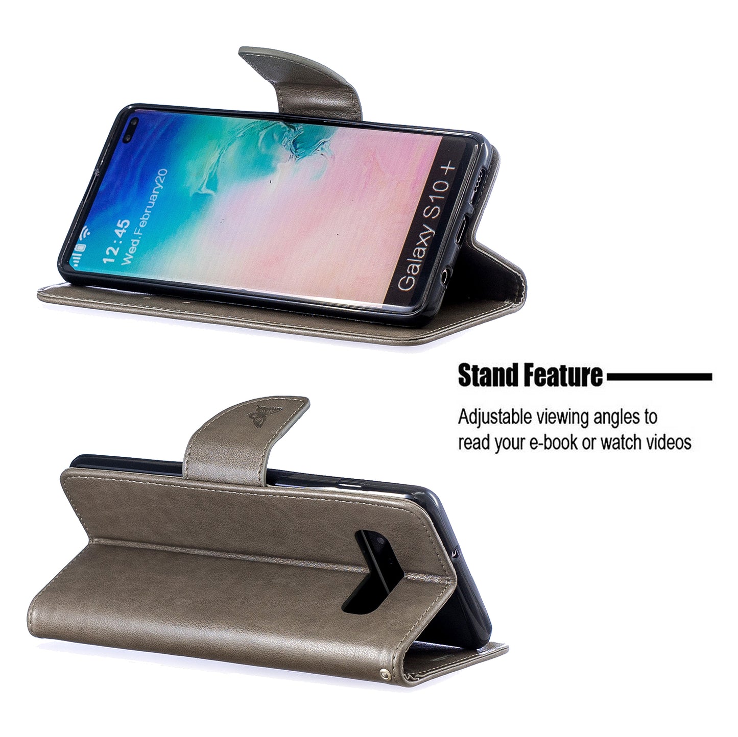 Imprint Butterfly Leather Cover Wallet Phone Case for Samsung Galaxy S10 Plus