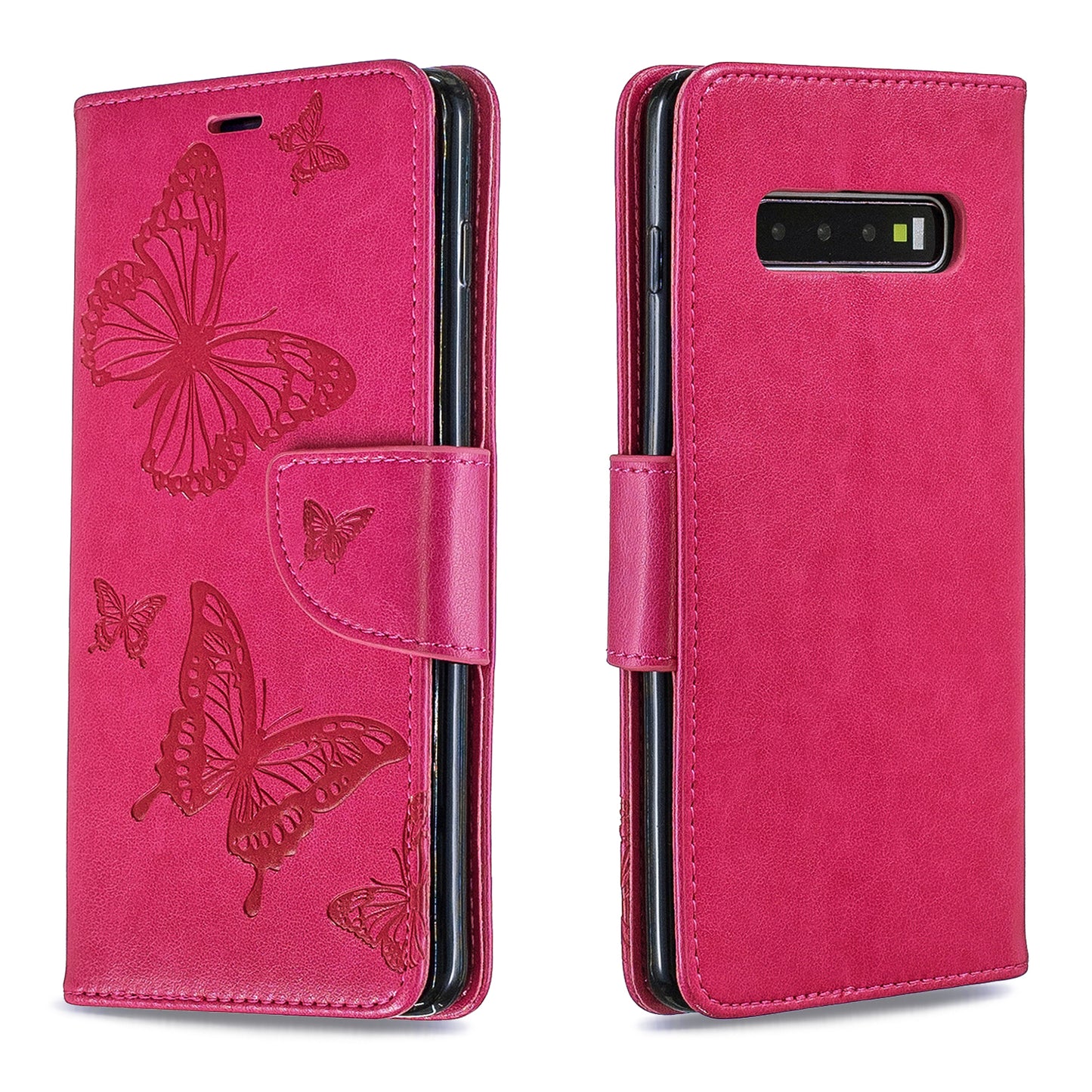 Imprint Butterfly Leather Cover Wallet Phone Case for Samsung Galaxy S10 Plus