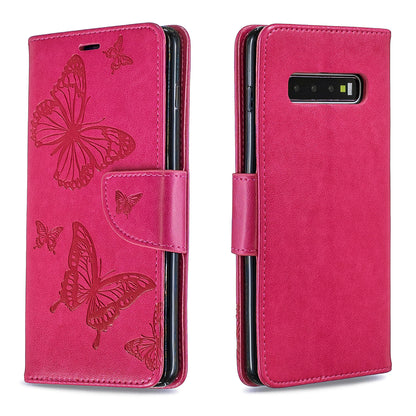 Imprint Butterfly Leather Cover Wallet Phone Case for Samsung Galaxy S10 Plus