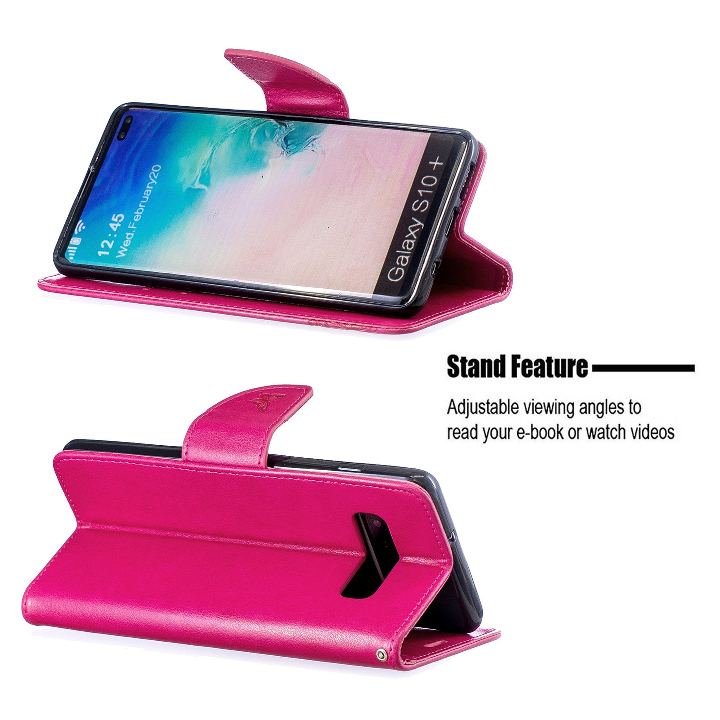Imprint Butterfly Leather Cover Wallet Phone Case for Samsung Galaxy S10 Plus
