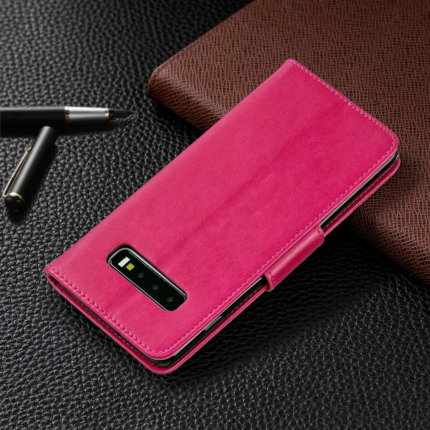 Imprint Butterfly Leather Cover Wallet Phone Case for Samsung Galaxy S10 Plus