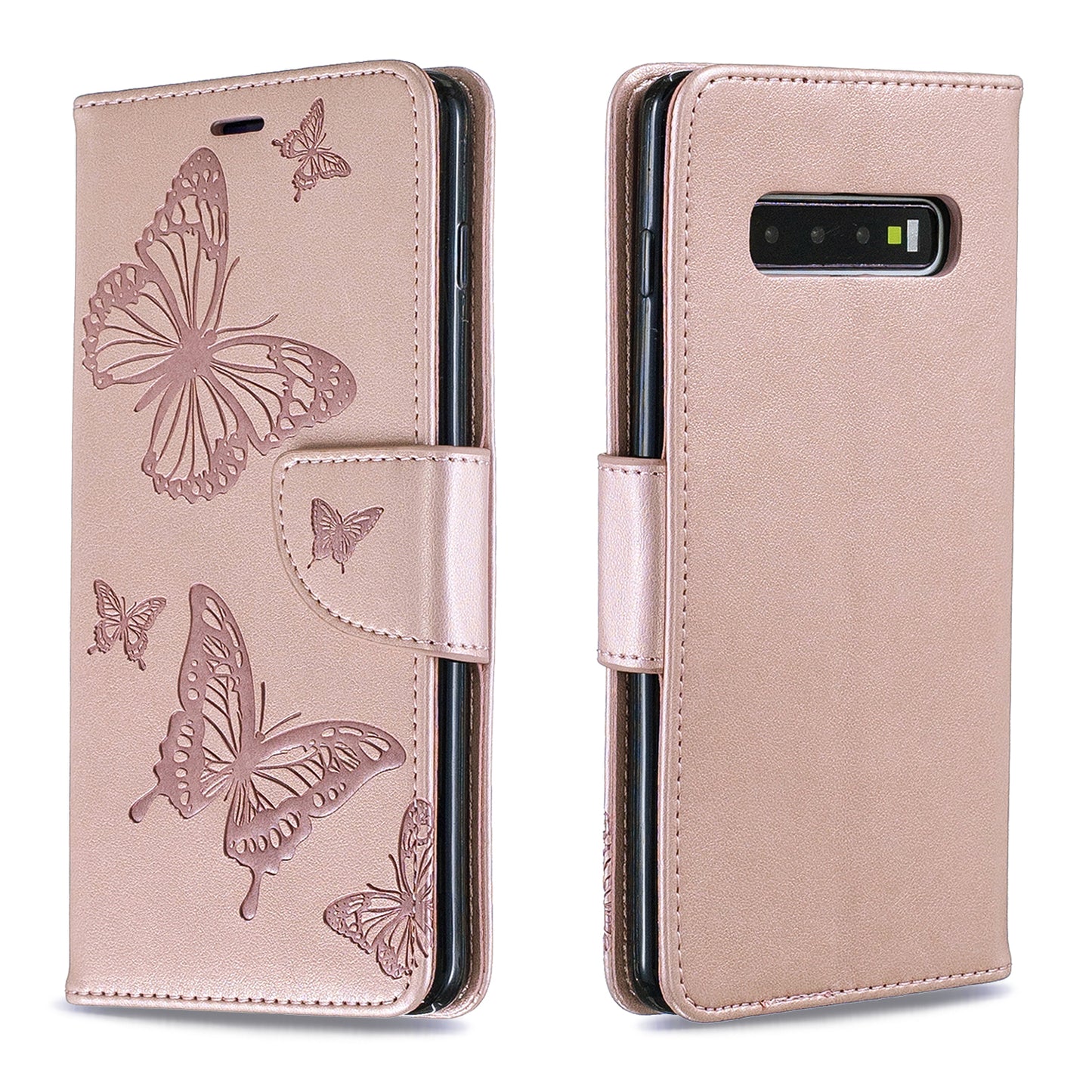 Imprint Butterfly Leather Cover Wallet Phone Case for Samsung Galaxy S10 Plus