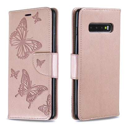 Imprint Butterfly Leather Cover Wallet Phone Case for Samsung Galaxy S10 Plus