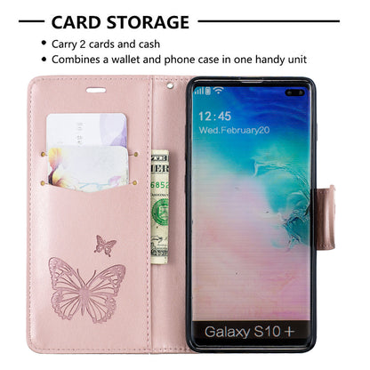 Imprint Butterfly Leather Cover Wallet Phone Case for Samsung Galaxy S10 Plus