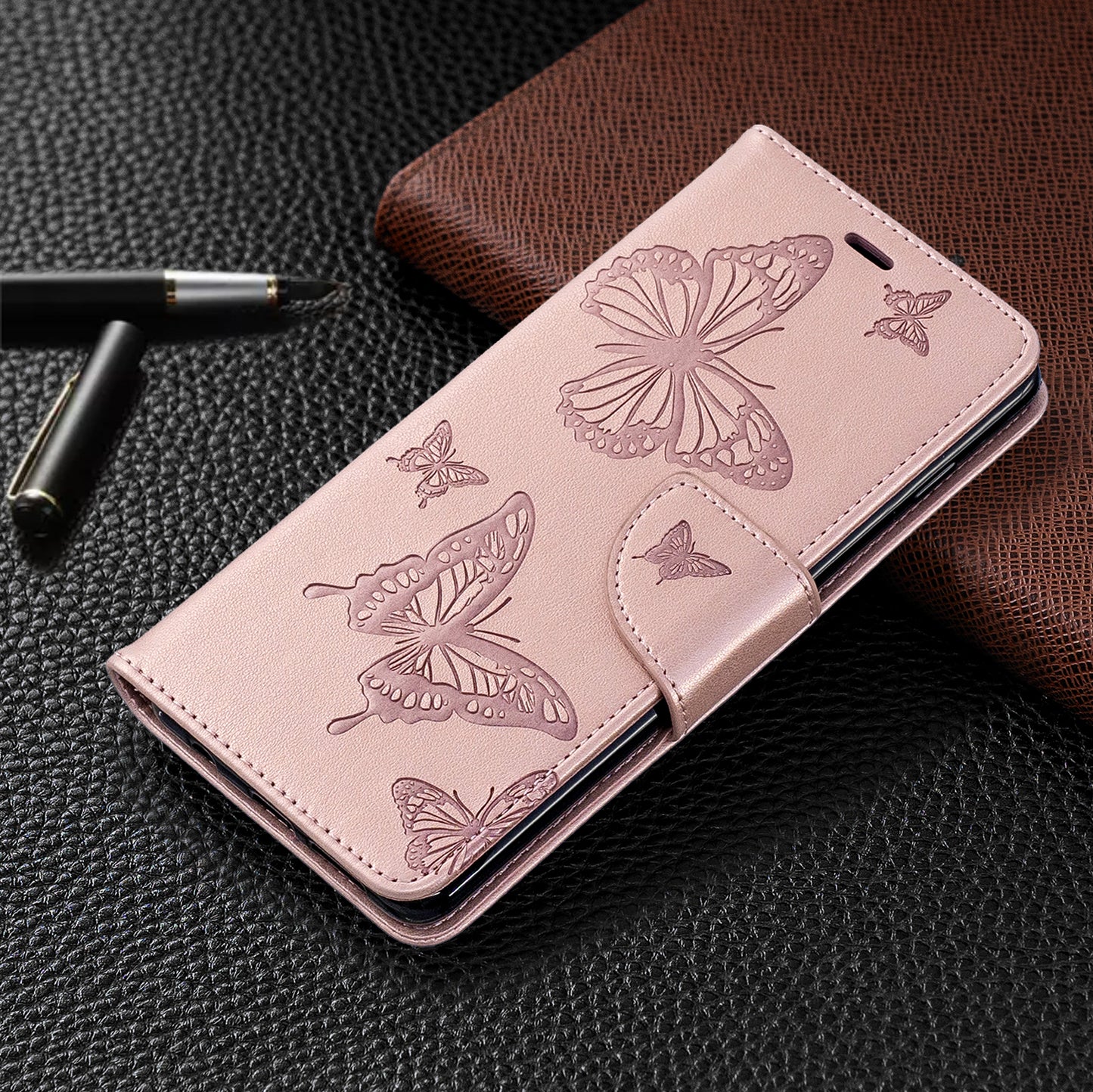Imprint Butterfly Leather Cover Wallet Phone Case for Samsung Galaxy S10 Plus