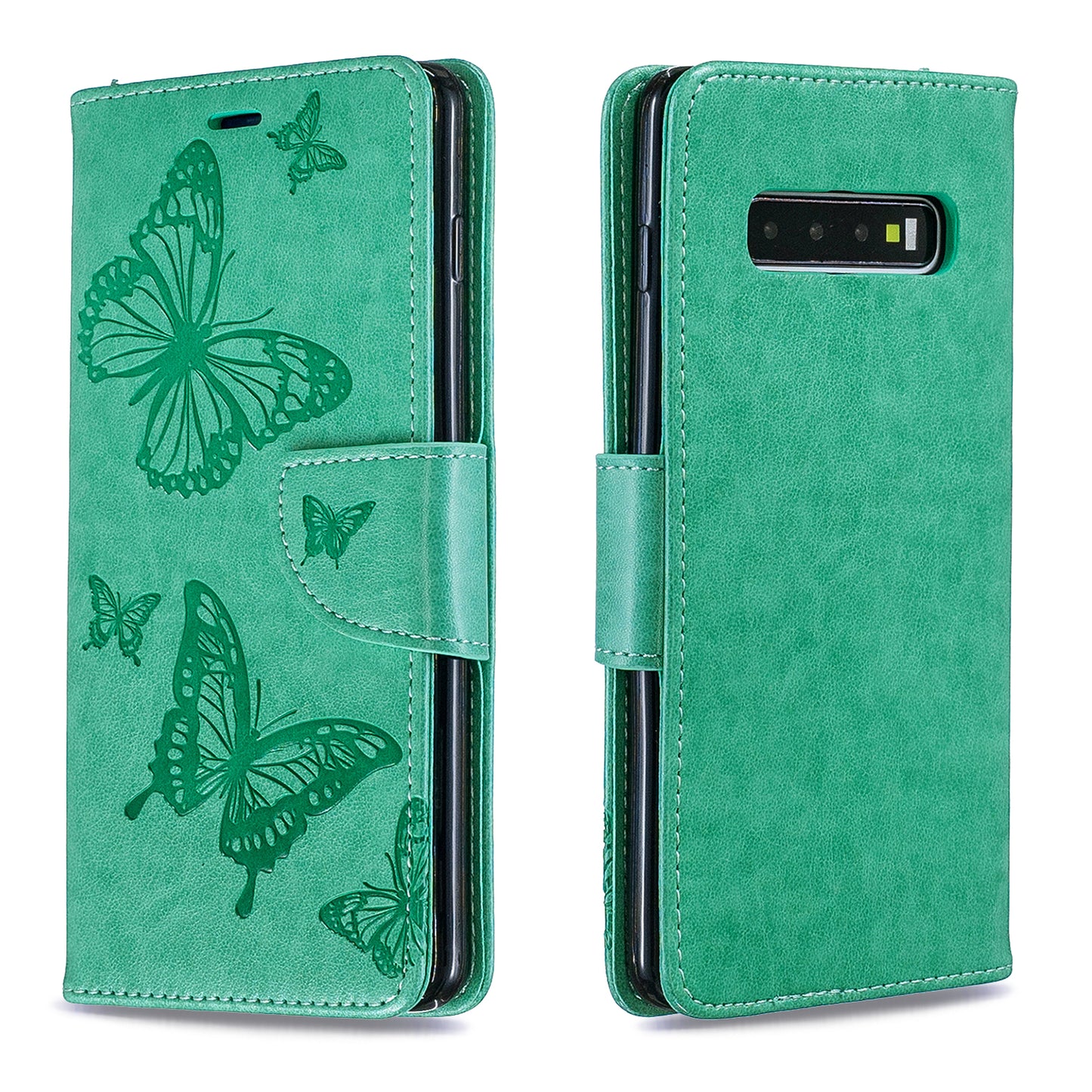 Imprint Butterfly Leather Cover Wallet Phone Case for Samsung Galaxy S10 Plus