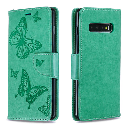 Imprint Butterfly Leather Cover Wallet Phone Case for Samsung Galaxy S10 Plus