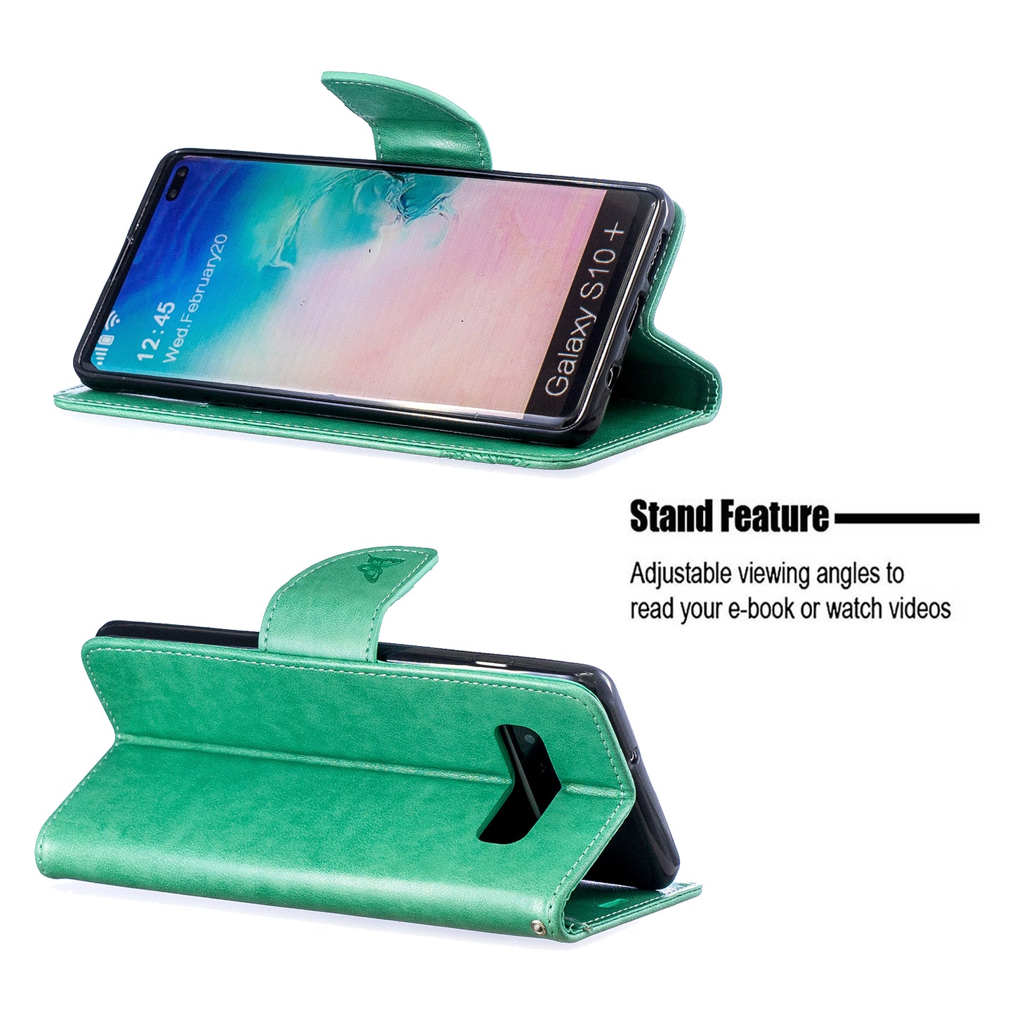 Imprint Butterfly Leather Cover Wallet Phone Case for Samsung Galaxy S10 Plus