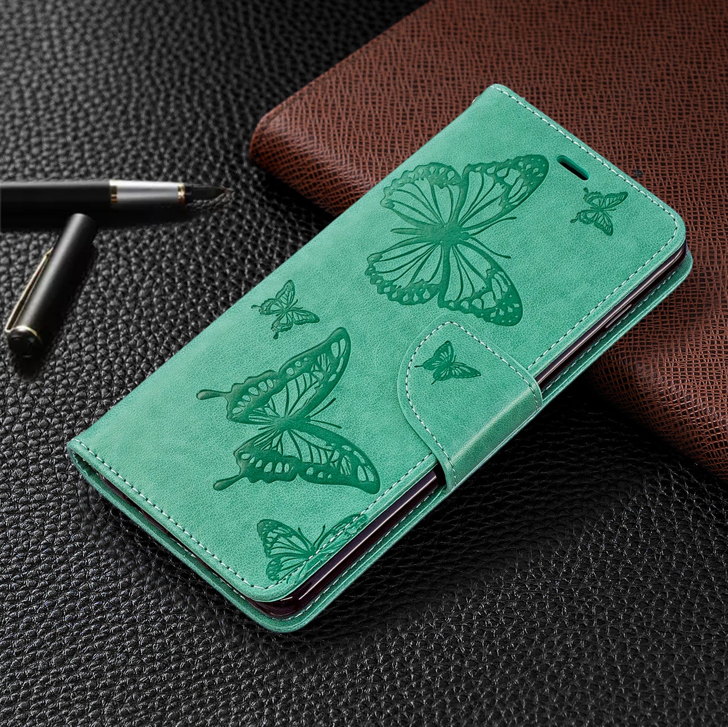 Imprint Butterfly Leather Cover Wallet Phone Case for Samsung Galaxy S10 Plus