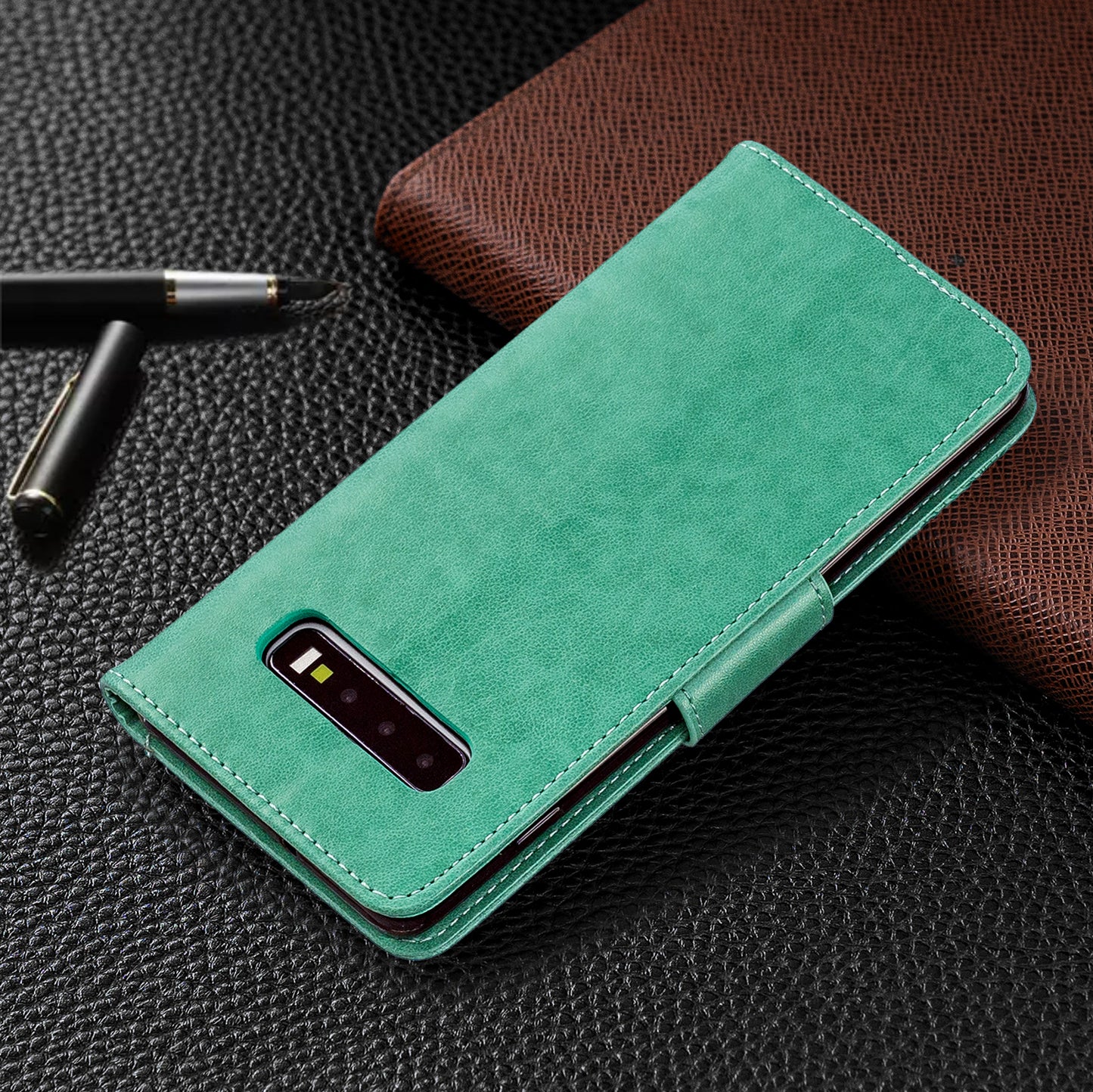 Imprint Butterfly Leather Cover Wallet Phone Case for Samsung Galaxy S10 Plus