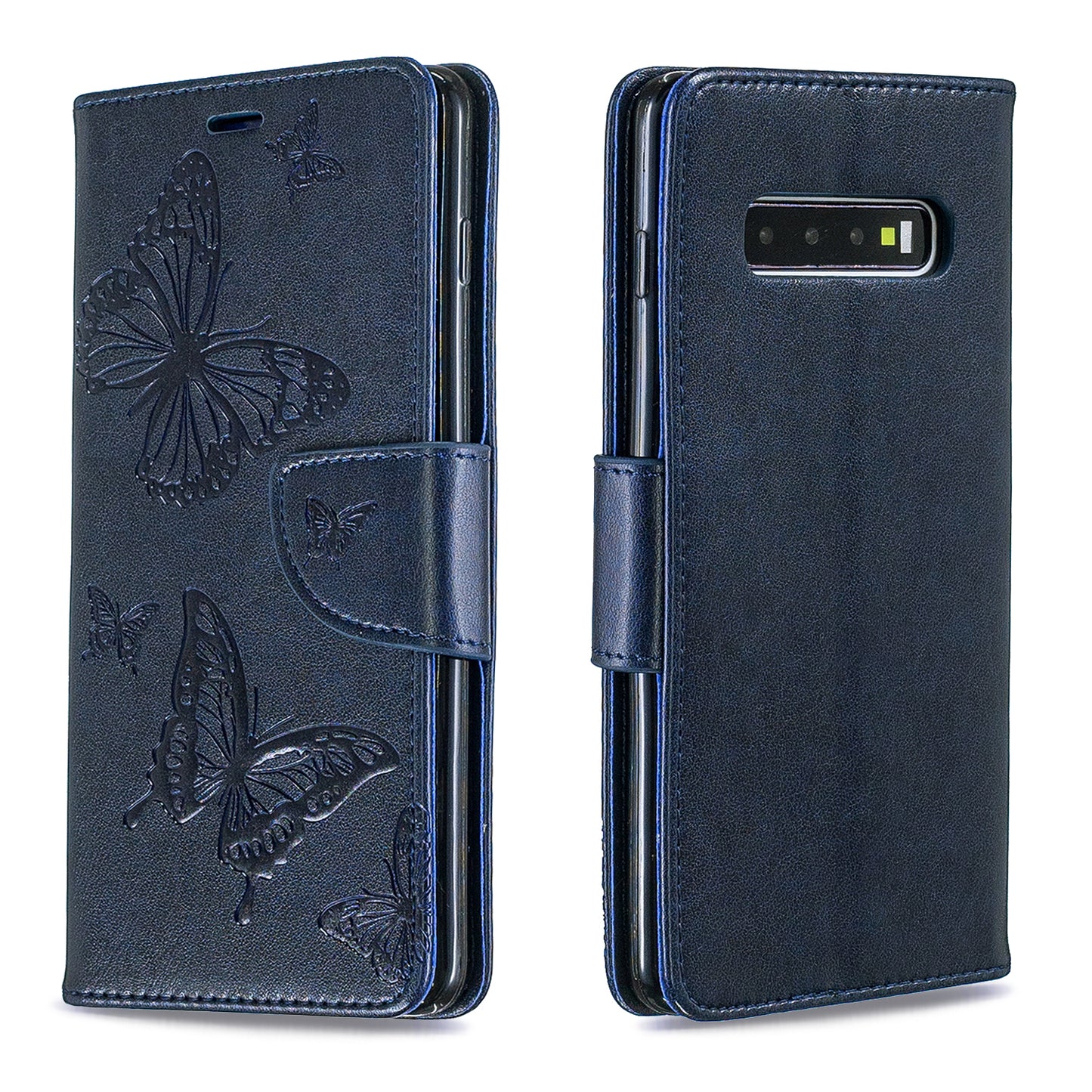 Imprint Butterfly Leather Cover Wallet Phone Case for Samsung Galaxy S10 Plus