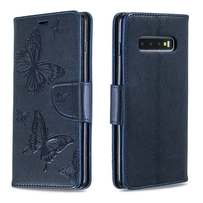 Imprint Butterfly Leather Cover Wallet Phone Case for Samsung Galaxy S10 Plus