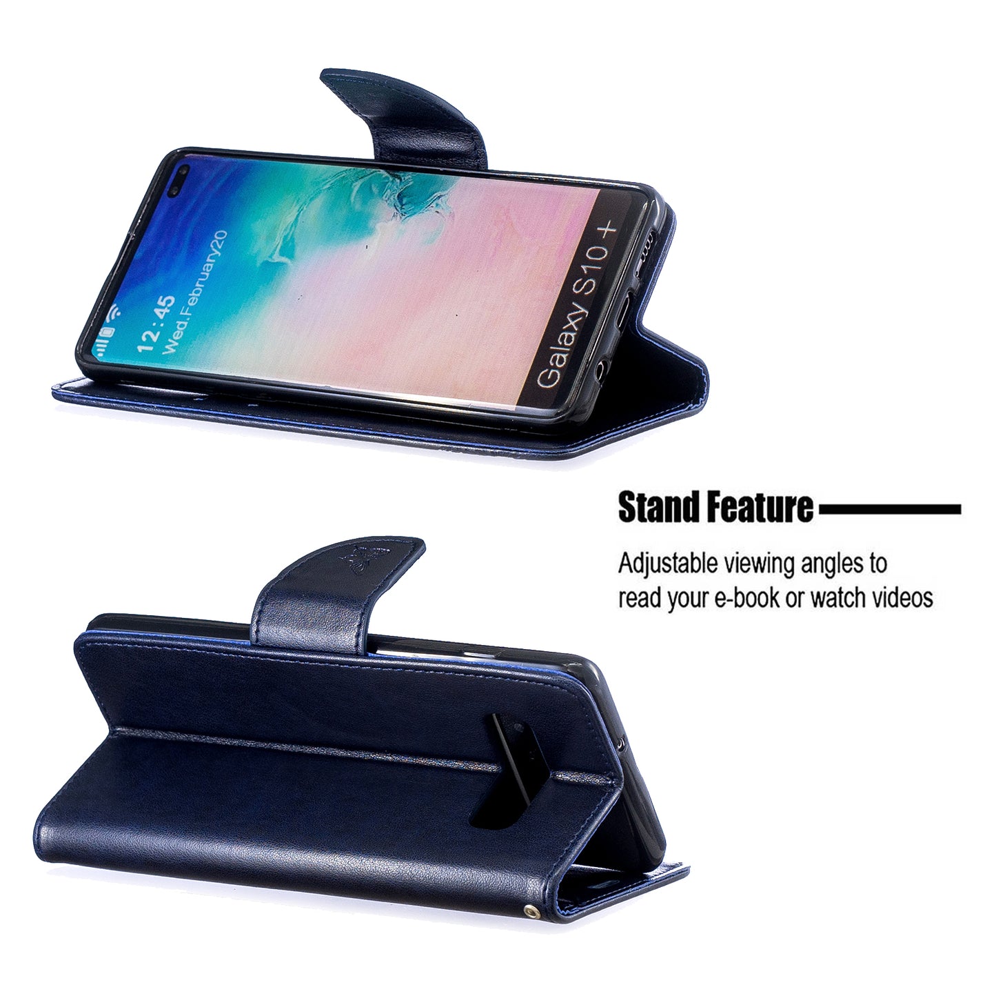 Imprint Butterfly Leather Cover Wallet Phone Case for Samsung Galaxy S10 Plus