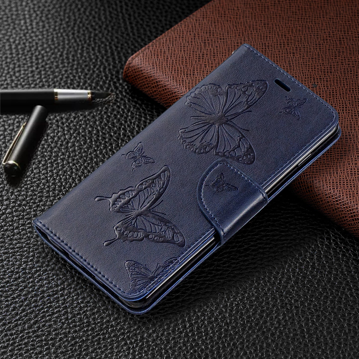 Imprint Butterfly Leather Cover Wallet Phone Case for Samsung Galaxy S10 Plus