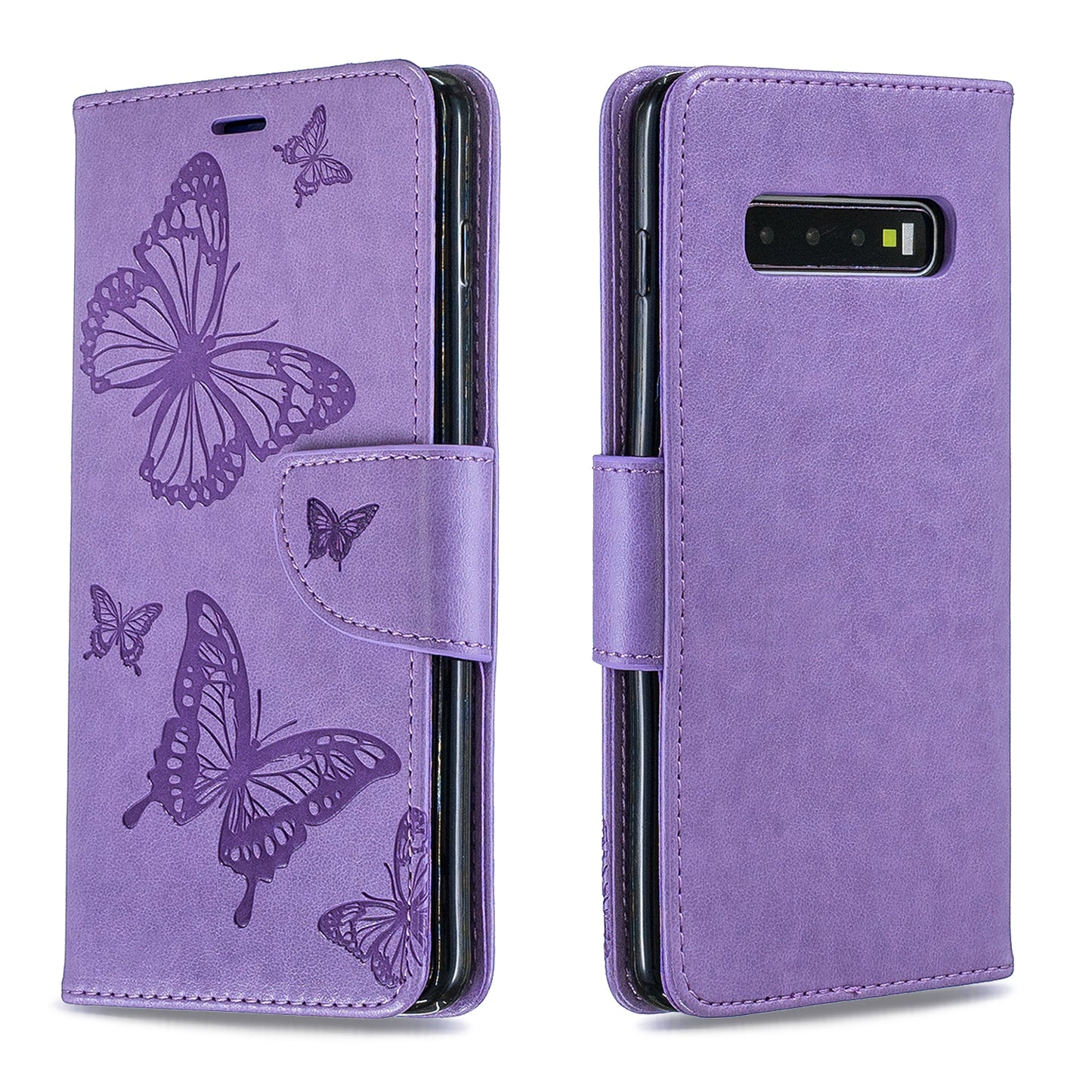Imprint Butterfly Leather Cover Wallet Phone Case for Samsung Galaxy S10 Plus