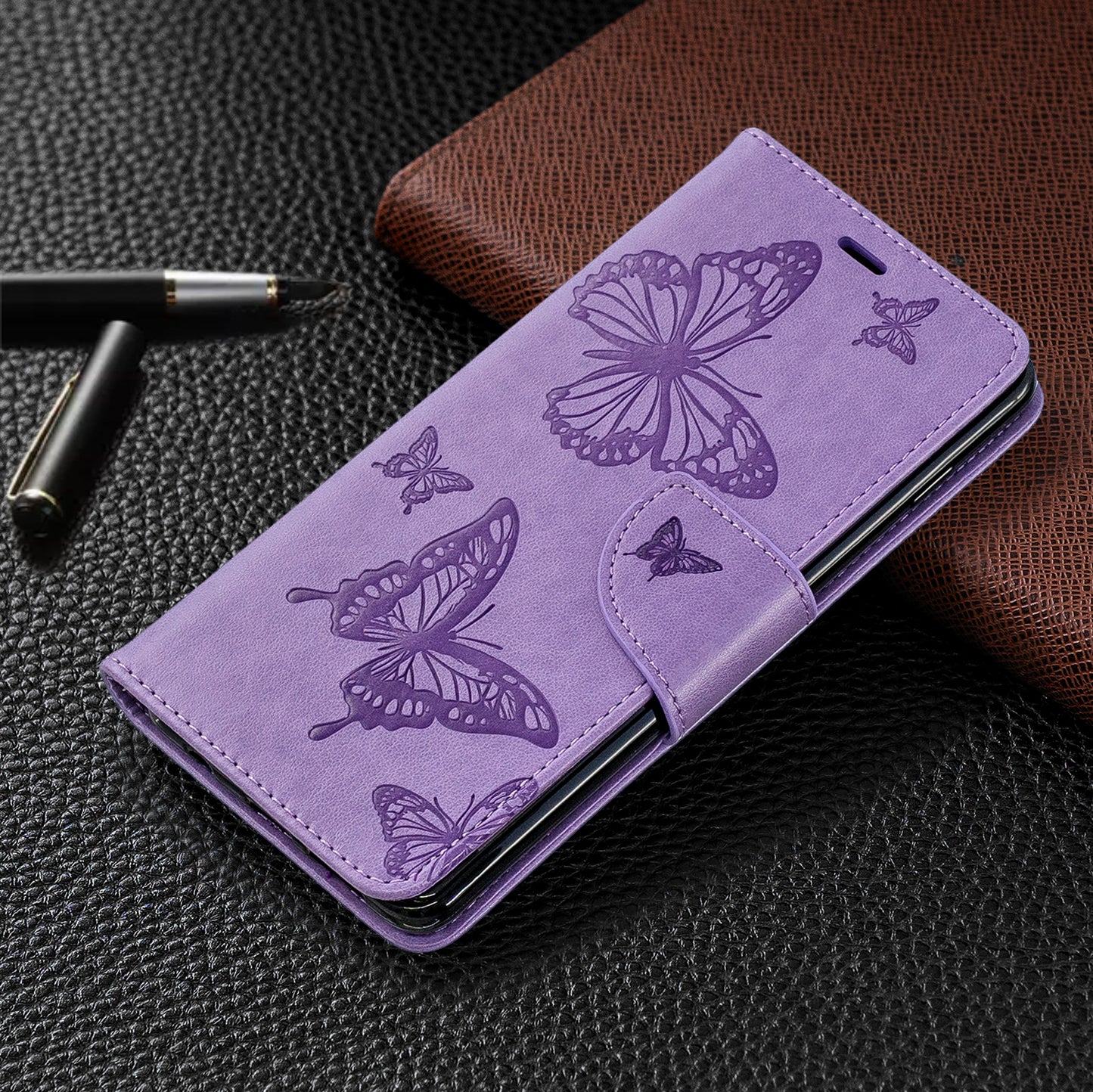 Imprint Butterfly Leather Cover Wallet Phone Case for Samsung Galaxy S10 Plus