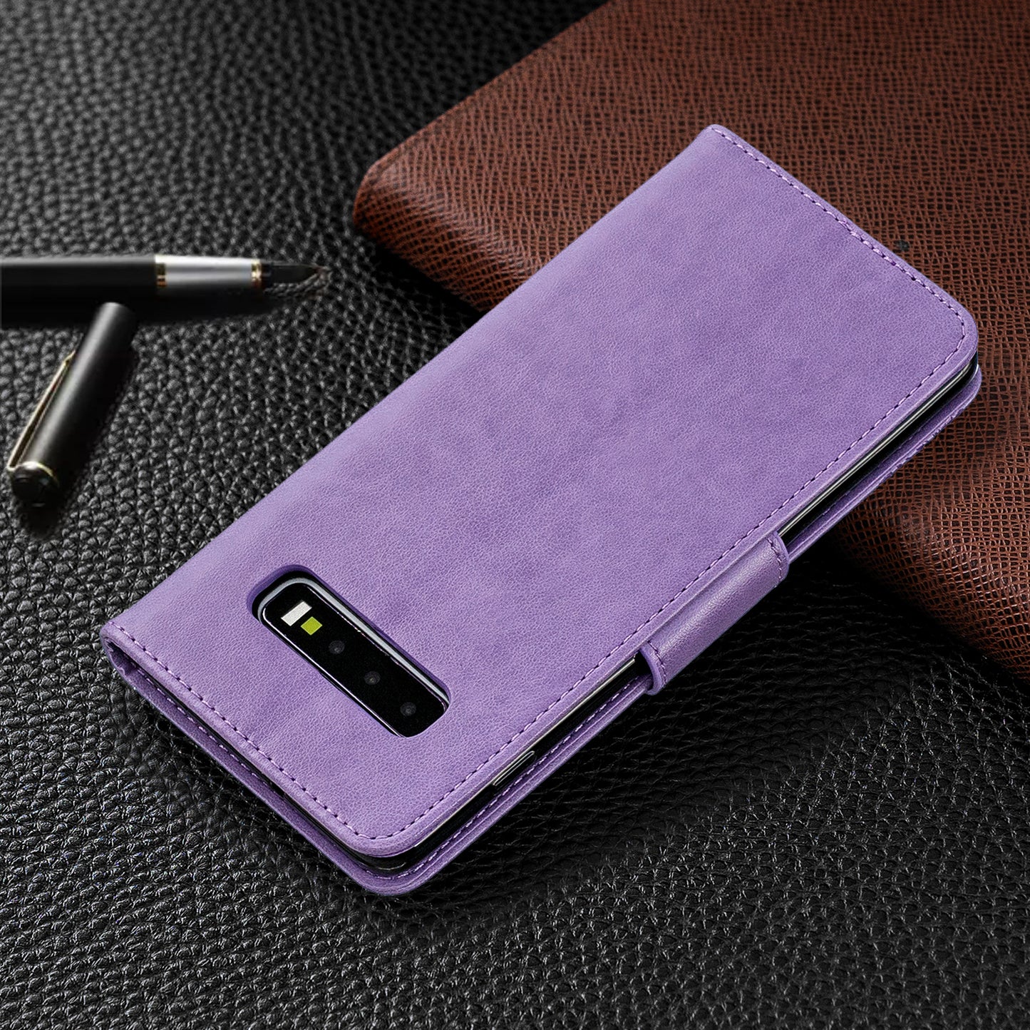 Imprint Butterfly Leather Cover Wallet Phone Case for Samsung Galaxy S10 Plus