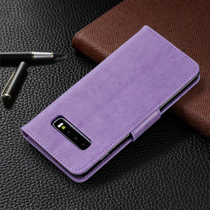 Imprint Butterfly Leather Cover Wallet Phone Case for Samsung Galaxy S10 Plus