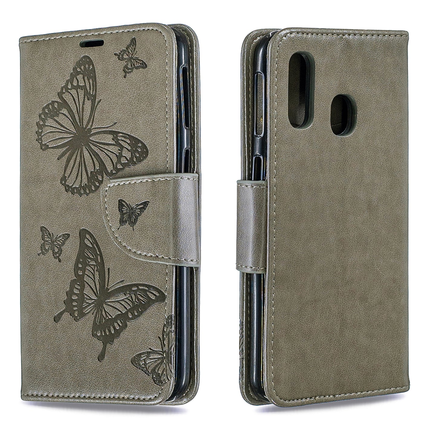For Samsung Galaxy A40 PU Leather Imprint Butterflies Phone Case