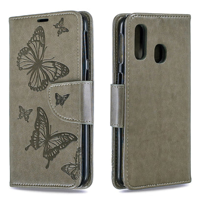 For Samsung Galaxy A40 PU Leather Imprint Butterflies Phone Case