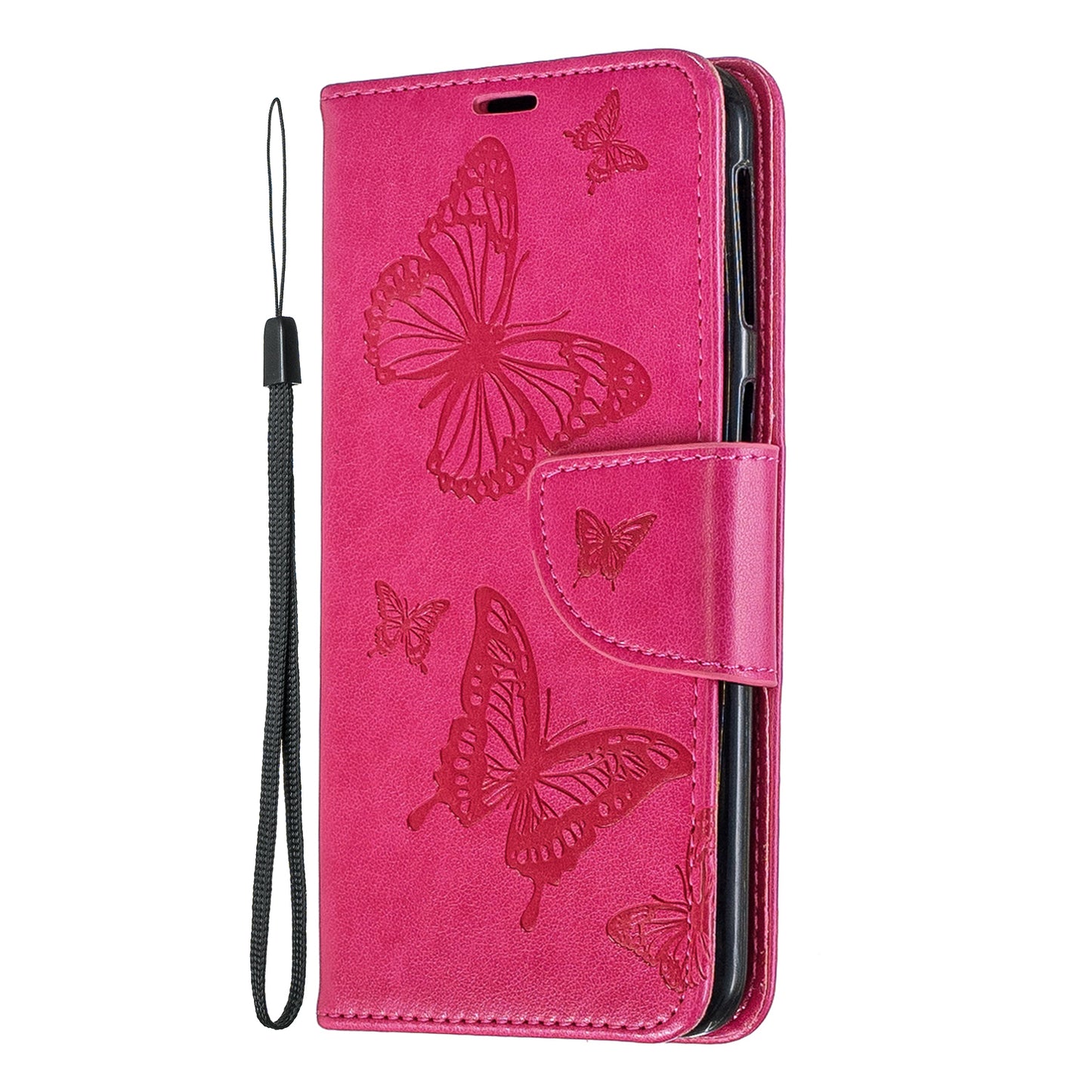 For Samsung Galaxy A40 PU Leather Imprint Butterflies Phone Case