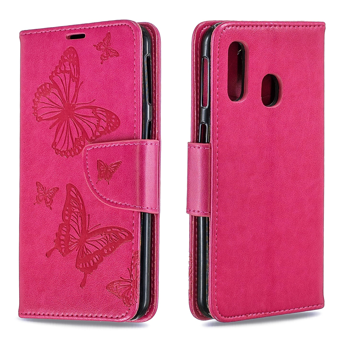 For Samsung Galaxy A40 PU Leather Imprint Butterflies Phone Case
