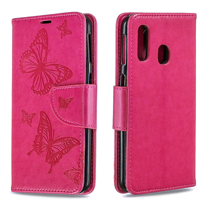 For Samsung Galaxy A40 PU Leather Imprint Butterflies Phone Case