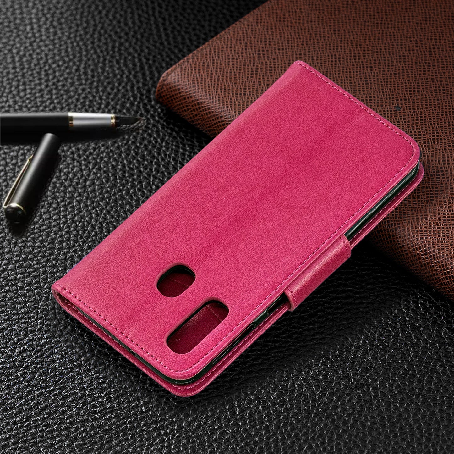 For Samsung Galaxy A40 PU Leather Imprint Butterflies Phone Case