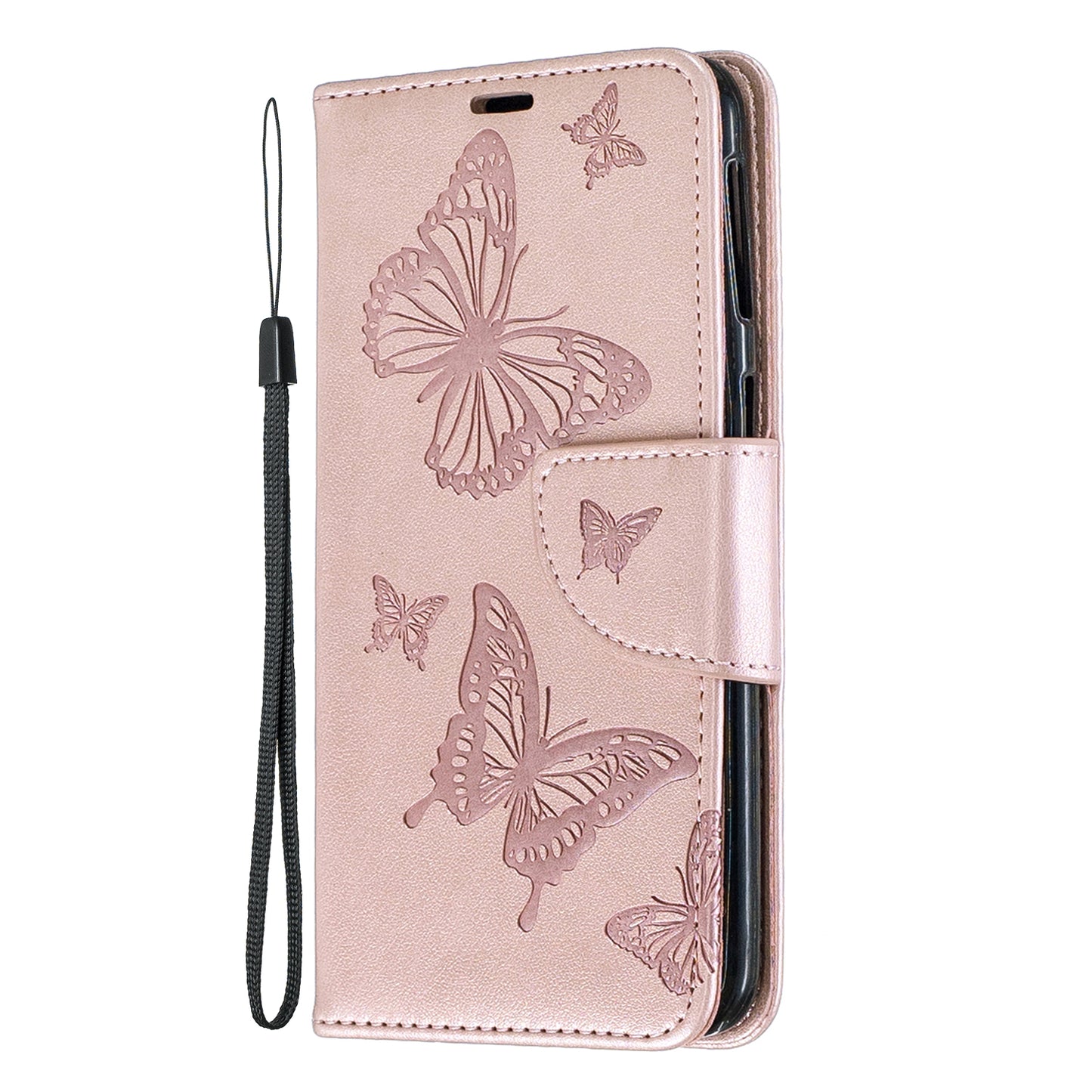 For Samsung Galaxy A40 PU Leather Imprint Butterflies Phone Case