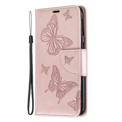 For Samsung Galaxy A40 PU Leather Imprint Butterflies Phone Case