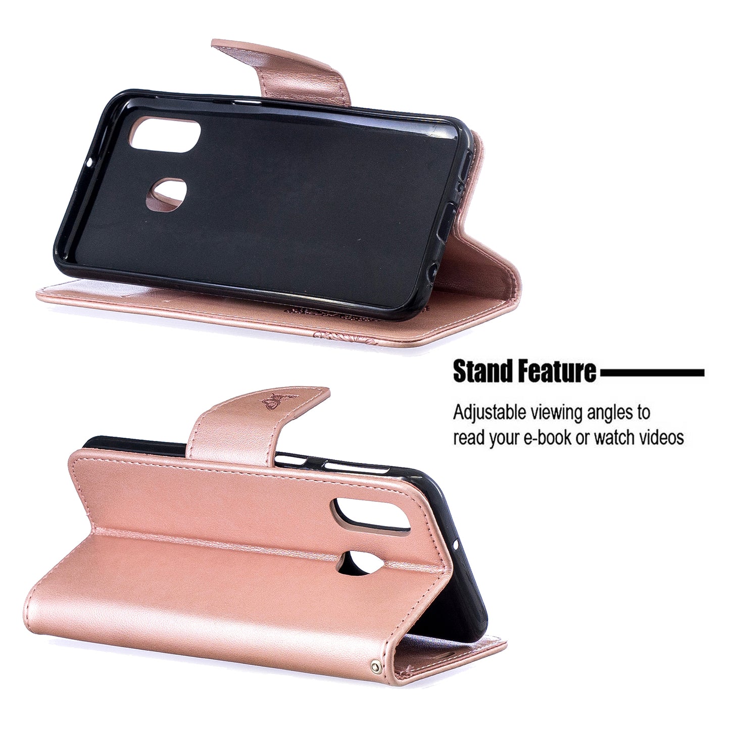 For Samsung Galaxy A40 PU Leather Imprint Butterflies Phone Case