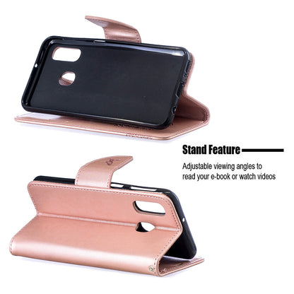 For Samsung Galaxy A40 PU Leather Imprint Butterflies Phone Case