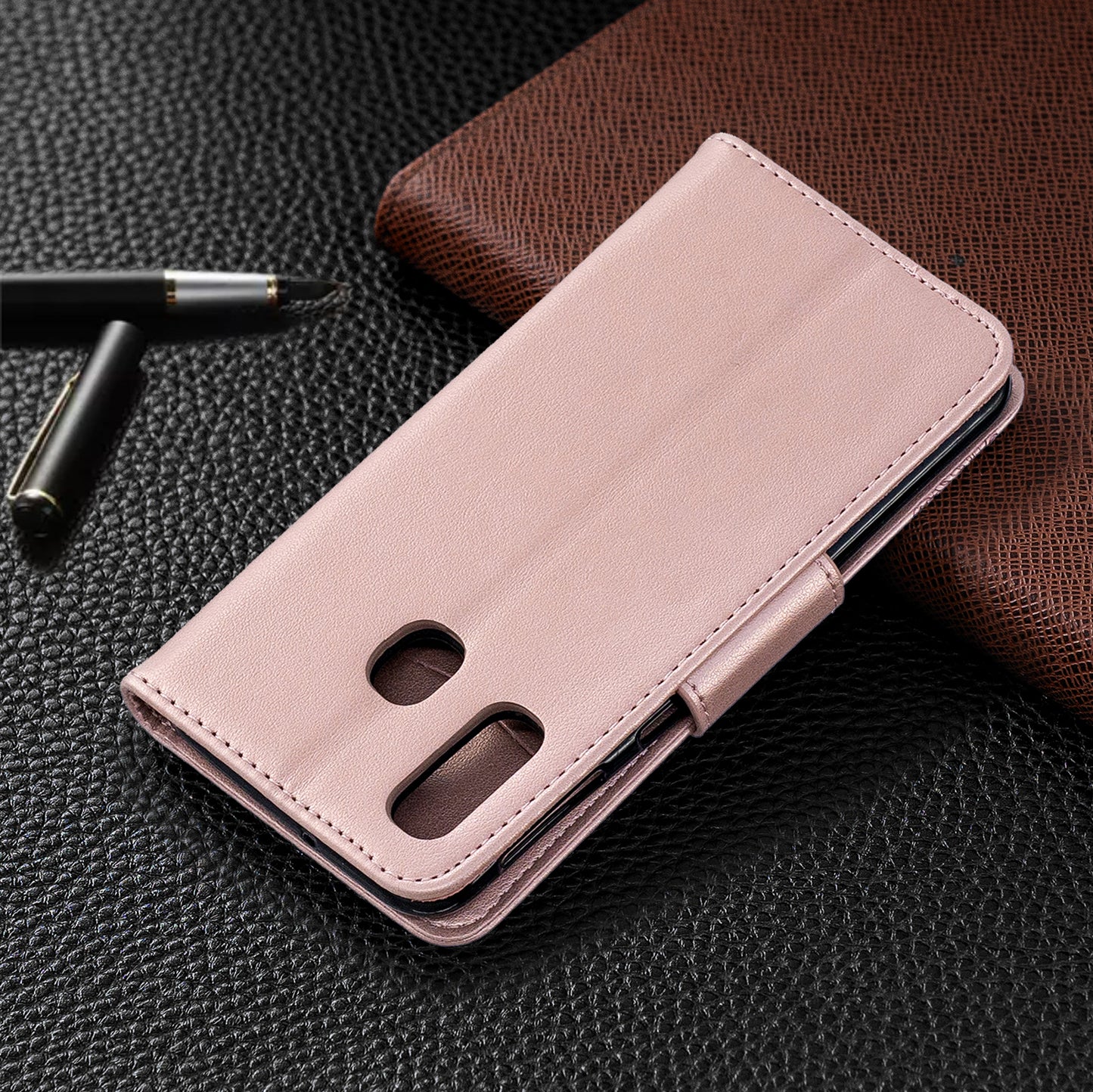 For Samsung Galaxy A40 PU Leather Imprint Butterflies Phone Case