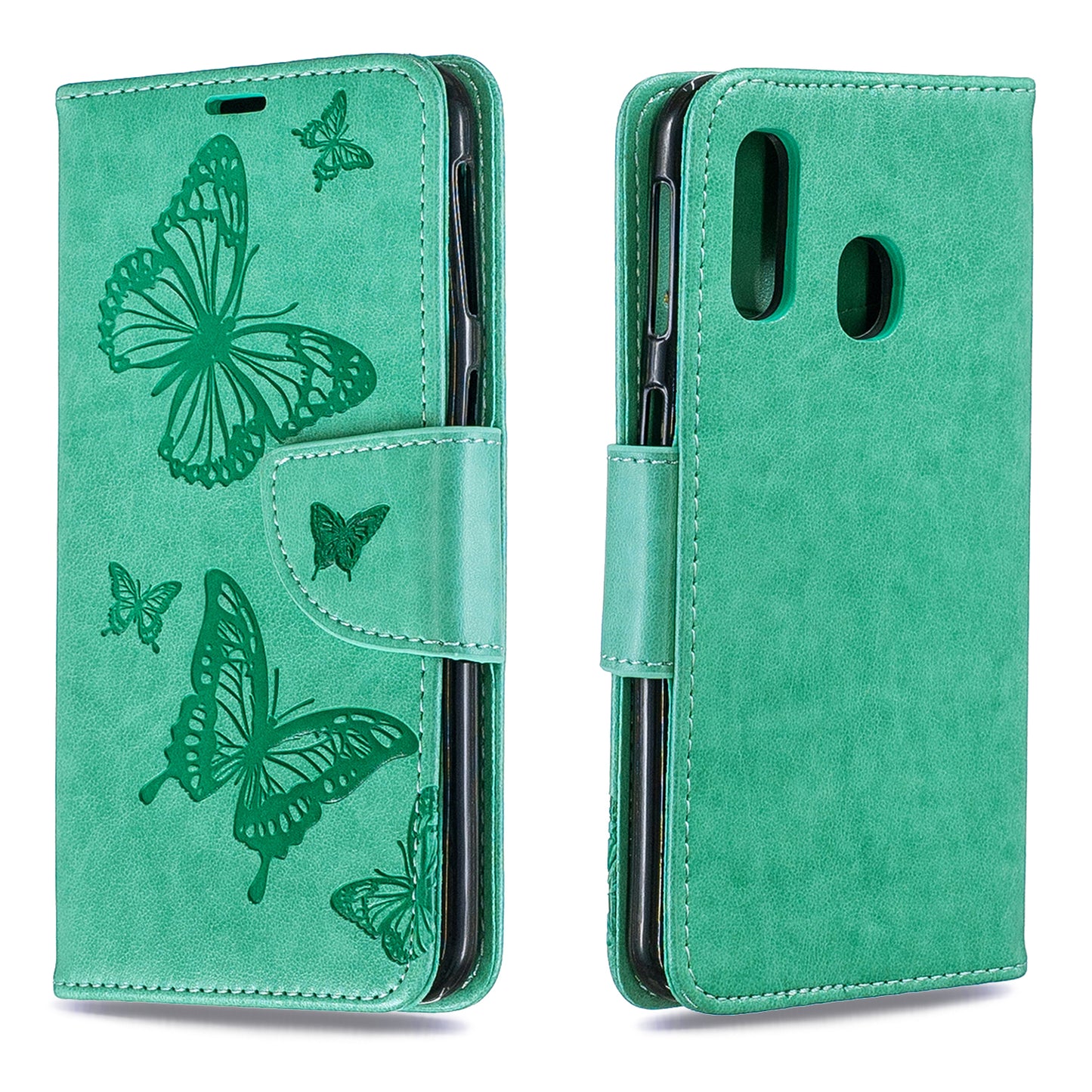For Samsung Galaxy A40 PU Leather Imprint Butterflies Phone Case